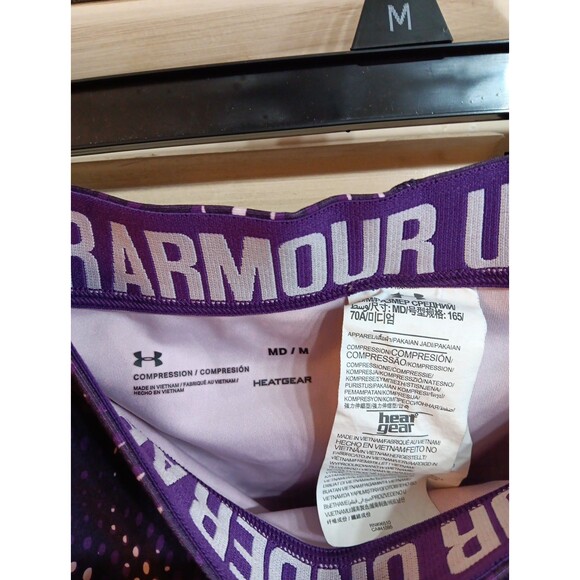 Under Armour Womens Cropped Compression HEATGEAR Purple Print - MEDIUM - Picture 5 of 5